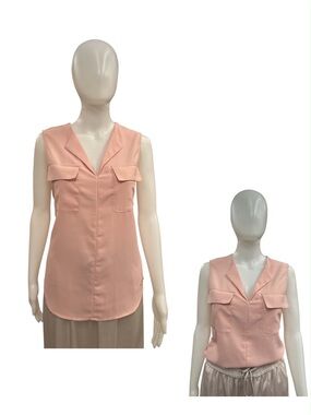 Jones New York Peach Sleeveless V-Neck Utility Blouse Size S